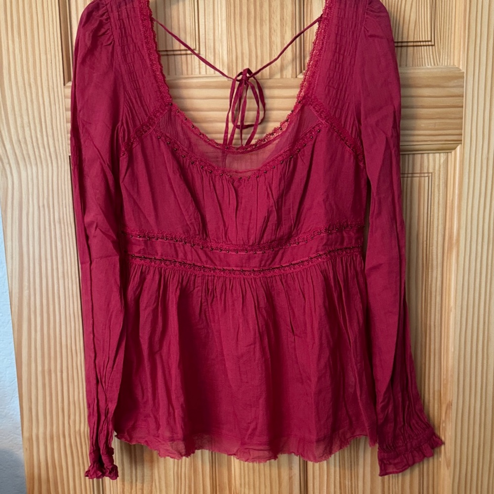 Free People Deep Red Blouse